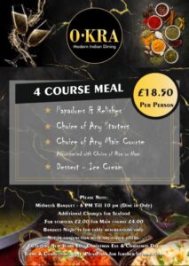 Okra restaurant 4 course menu